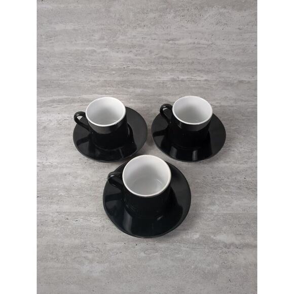 Set‎ of 3 Signature Housewares Inc. Cup & Saucers, Espresso Cups, Back & White - Picture 2 of 10